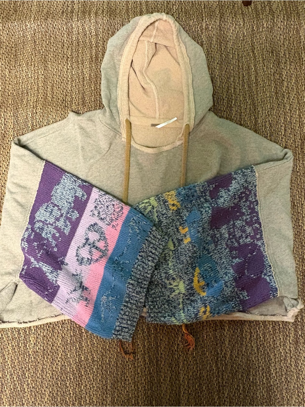 Free People Cozy Cropped Hooded Poncho Multicolor Size M